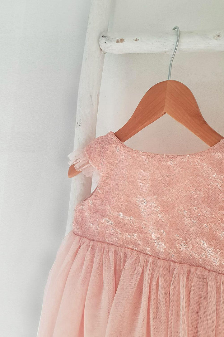 Robe Fille Sequins Rose clair ~ STELLA - LES KOKETTERIES
