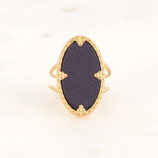 Oval ring, Blue Sand stone ~ April