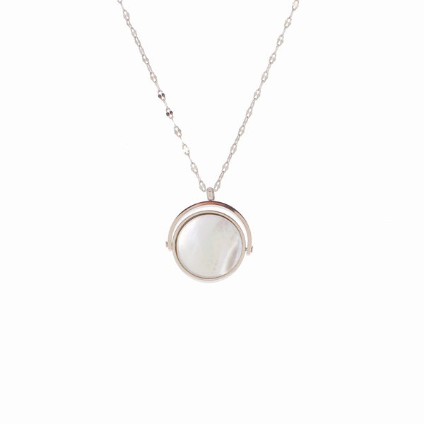 Collier maille silver rond Nacre reversible - LES KOKETTERIES