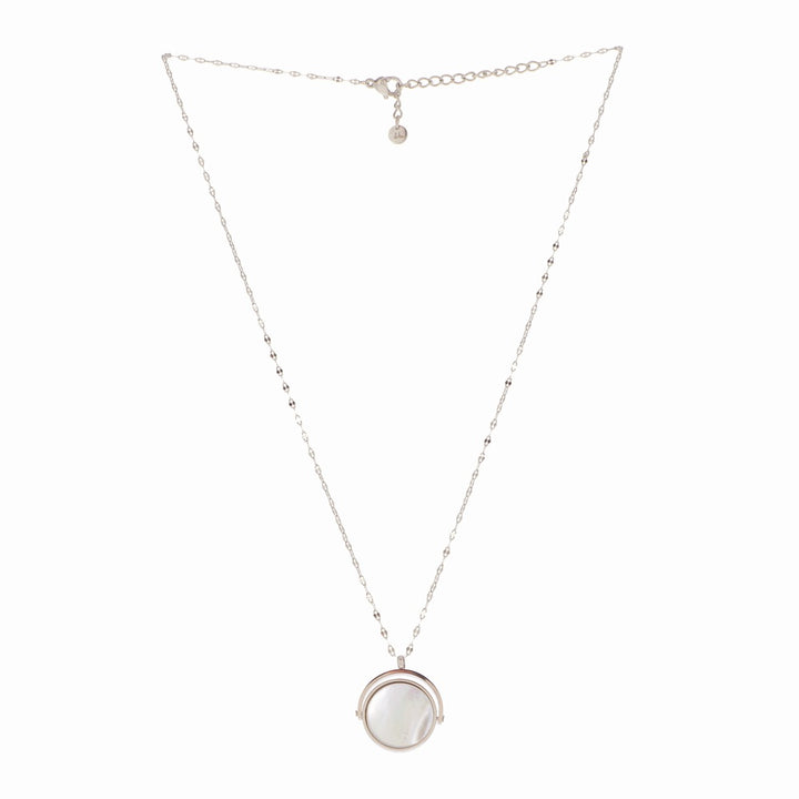 Collier maille silver rond Nacre reversible - LES KOKETTERIES