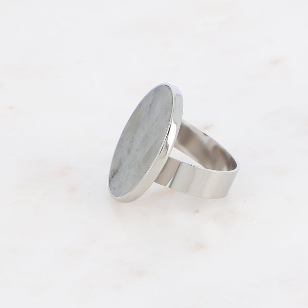 Round White Mother-of-Pearl Stone Ring ~ BLISSIE
