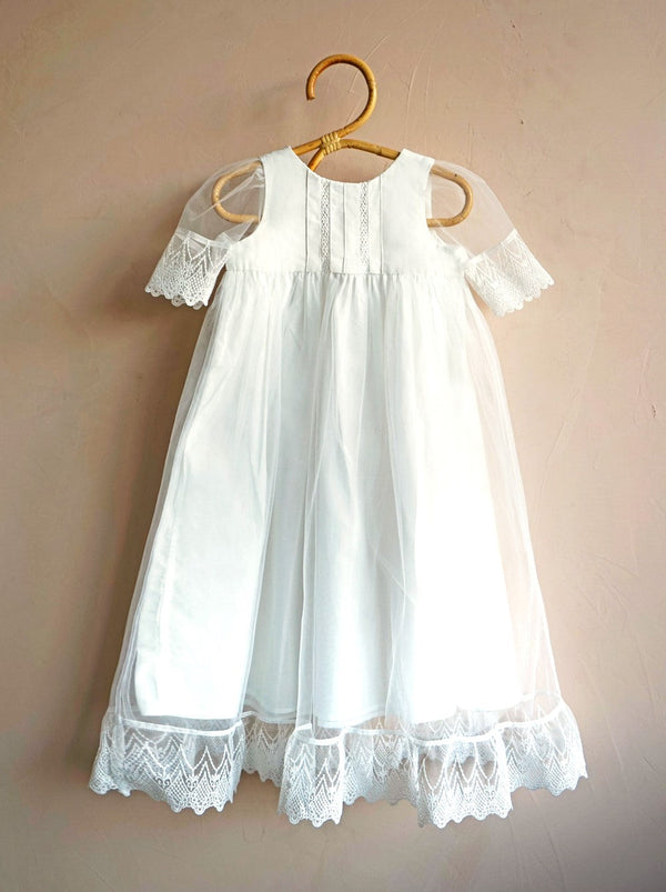 Robe de baptême en Lin Blanc ~ ALMA