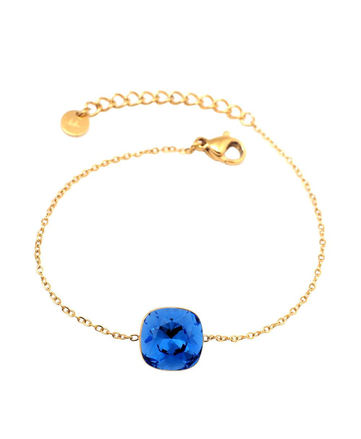 Bracelet Swarovski dorée, pierre sapphire - LES KOKETTERIES