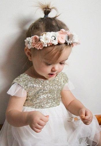 Robe Fille Sequins OR ~ STELLA - LES KOKETTERIES