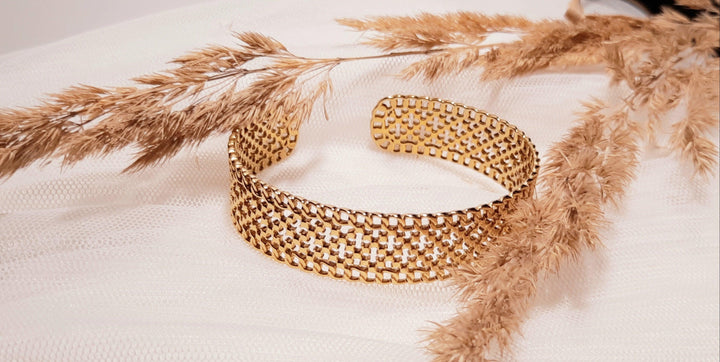 Bracelet Jonc vintage doré à l'Or Fin ~ ALBERTINE