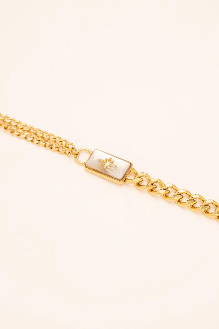 Bracelet dorée, cristal Nacre Blanche - LES KOKETTERIES