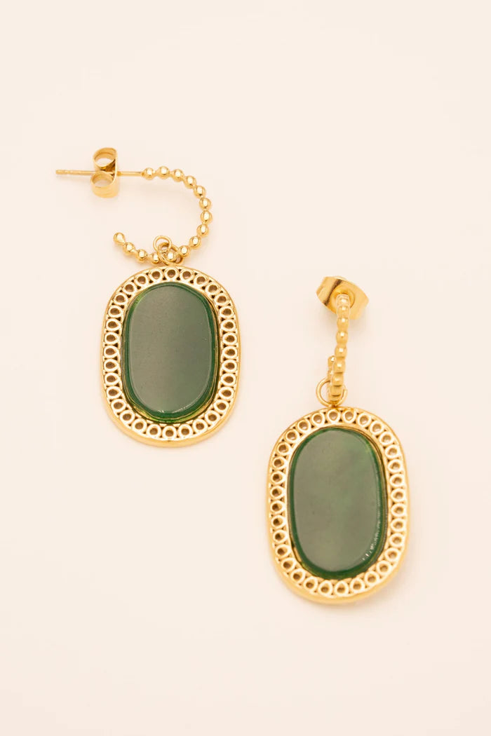 Boucles d'Oreilles pierre Agate verte - LES KOKETTERIES