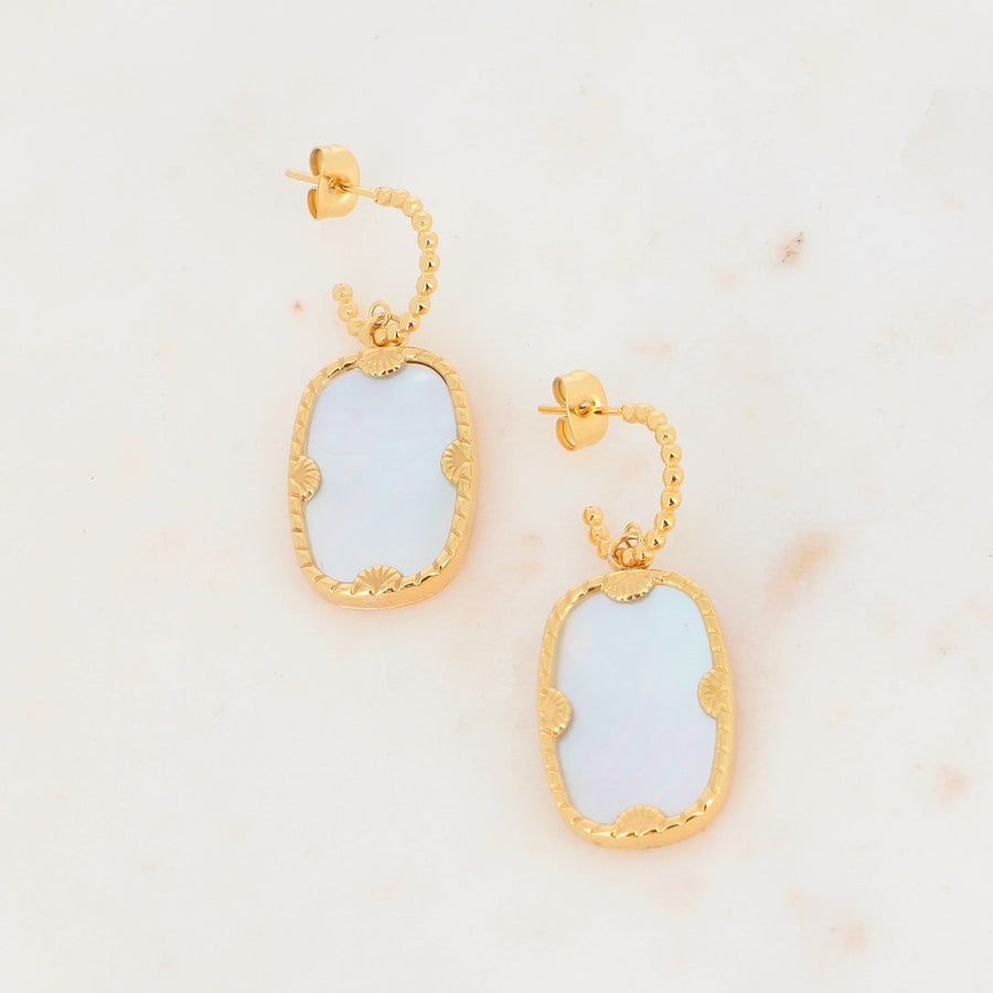 Boucles d'oreilles, pierre Nacre - LES KOKETTERIES